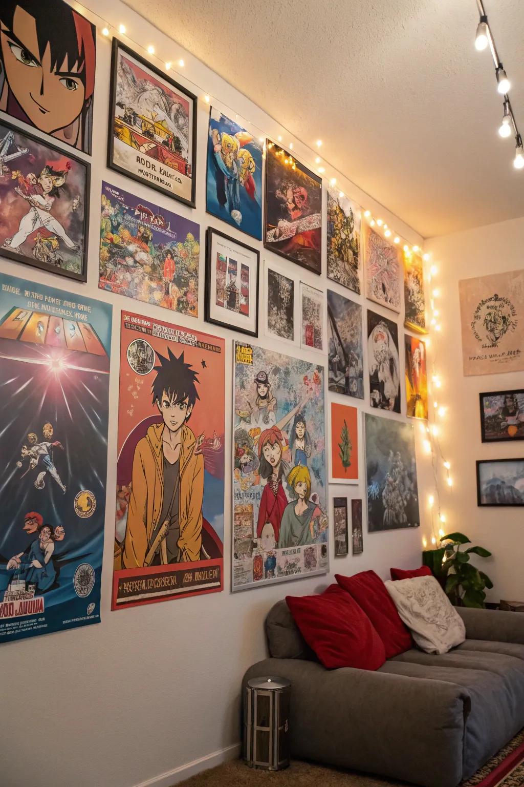 Fashion an anime-themed art exhibition on your walls for everyday motivation.