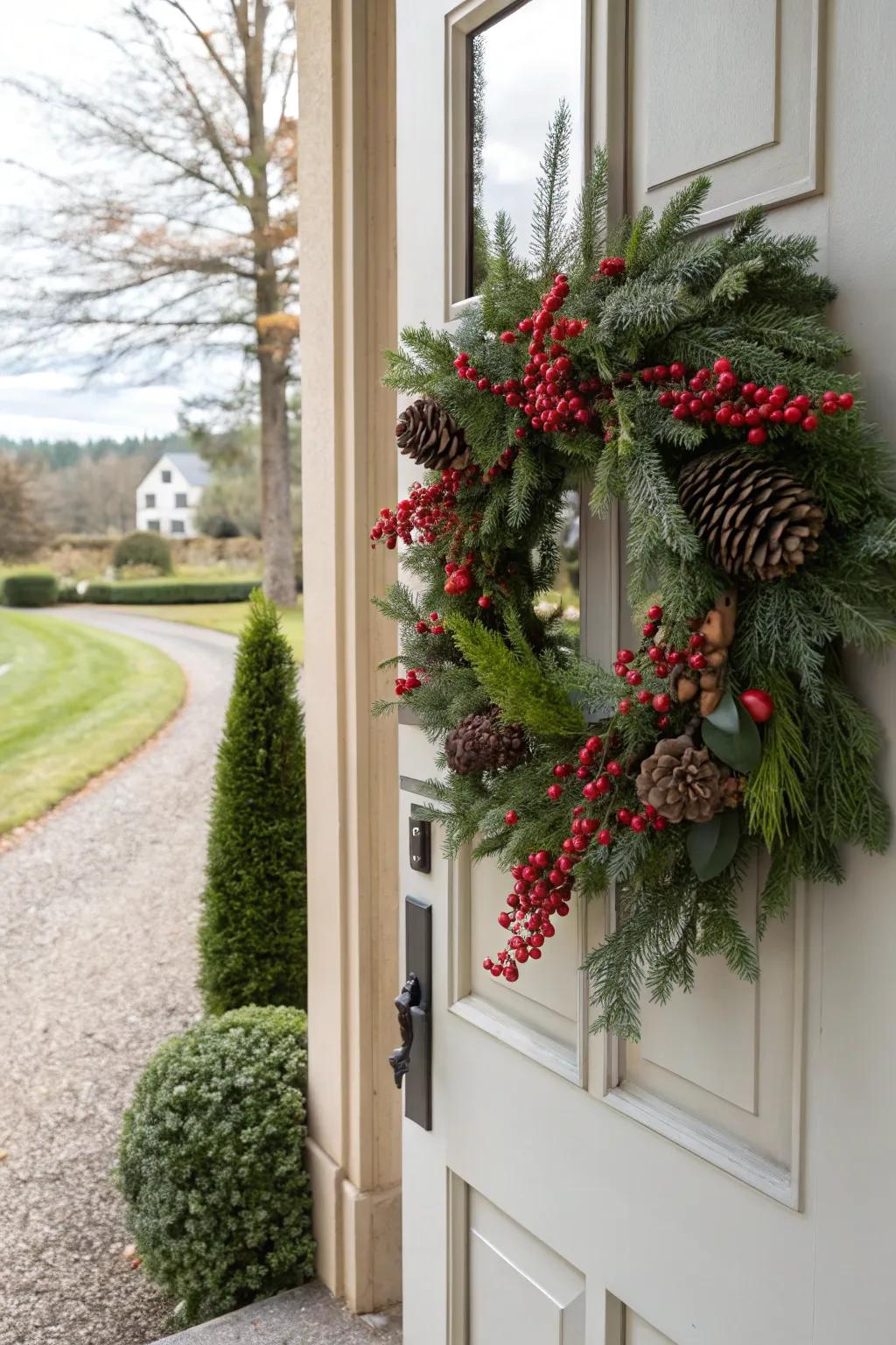 Welcome guests with a beautiful holiday wreath on your front door.