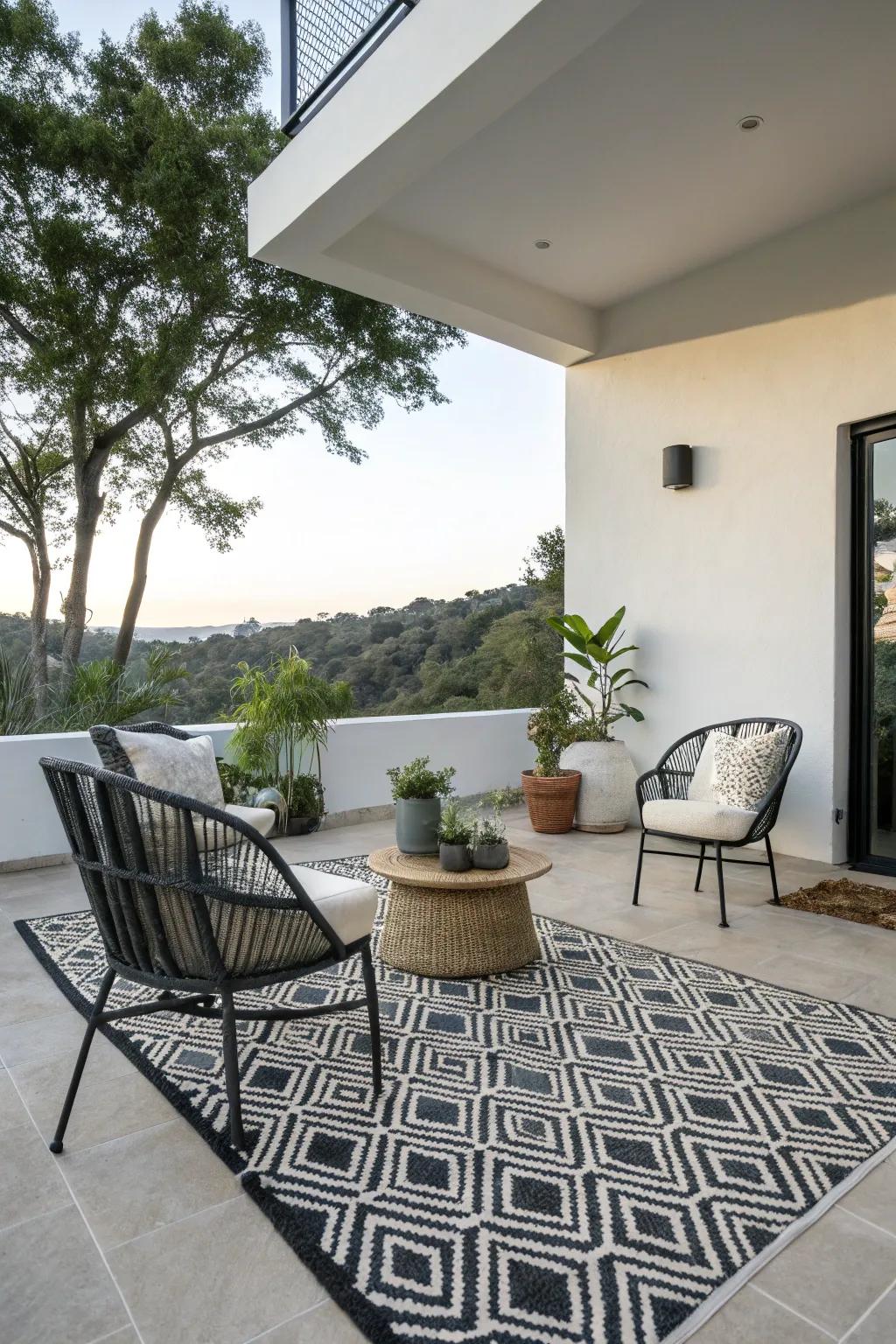 Chic sophistication with geometric patterns.