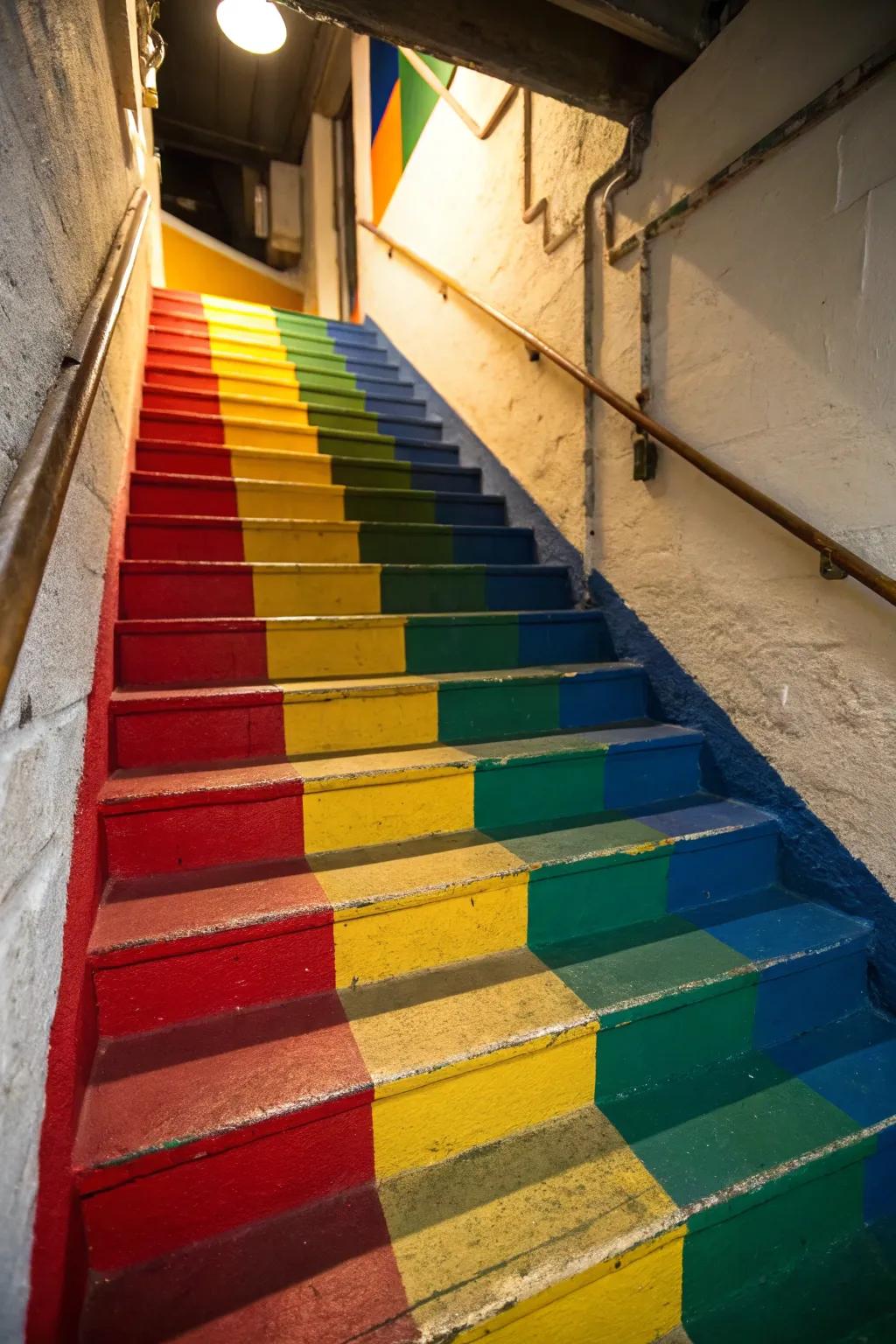 Turn your stairs into a modern work of art with bold color blocks.