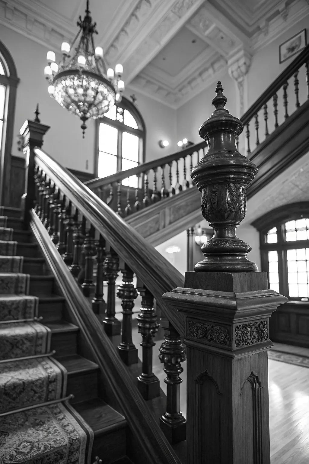 Classic black and white railings project enduring charm.