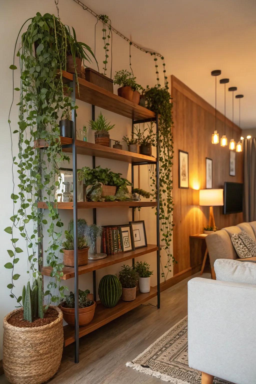 Create a stunning plant display by using your shelves as a canvas.