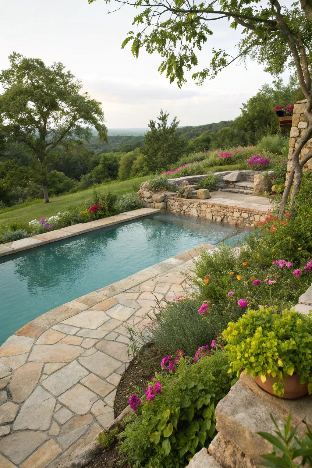 The organic rock look has a timeless and classy feel for pools.