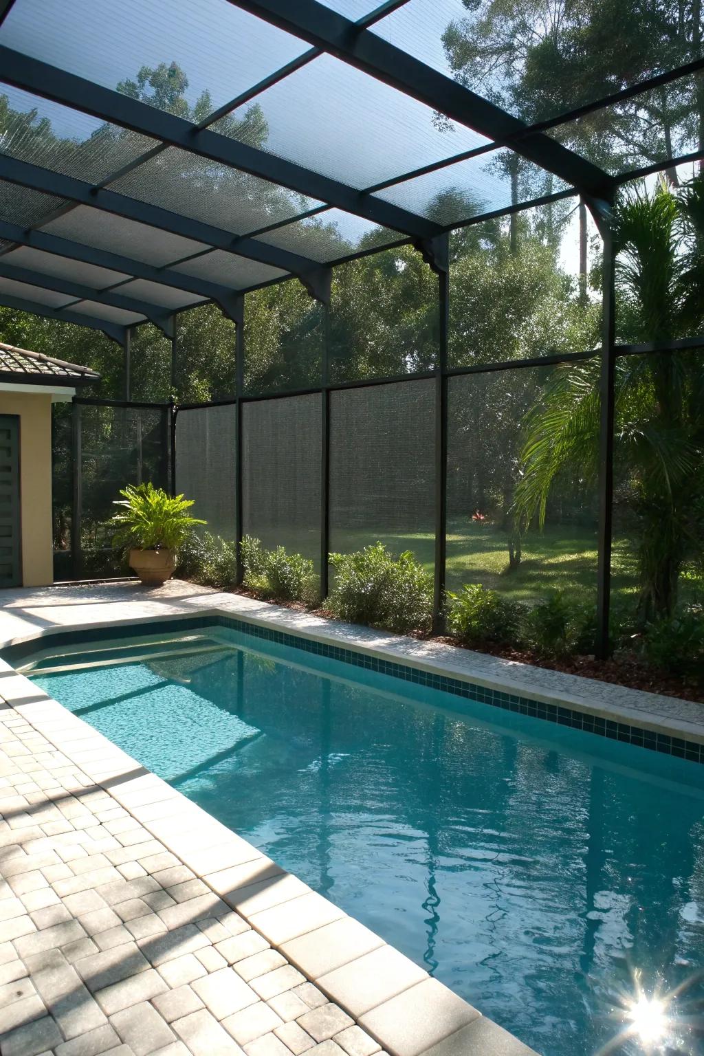Opaque screens offer privacy while letting in gentle light.