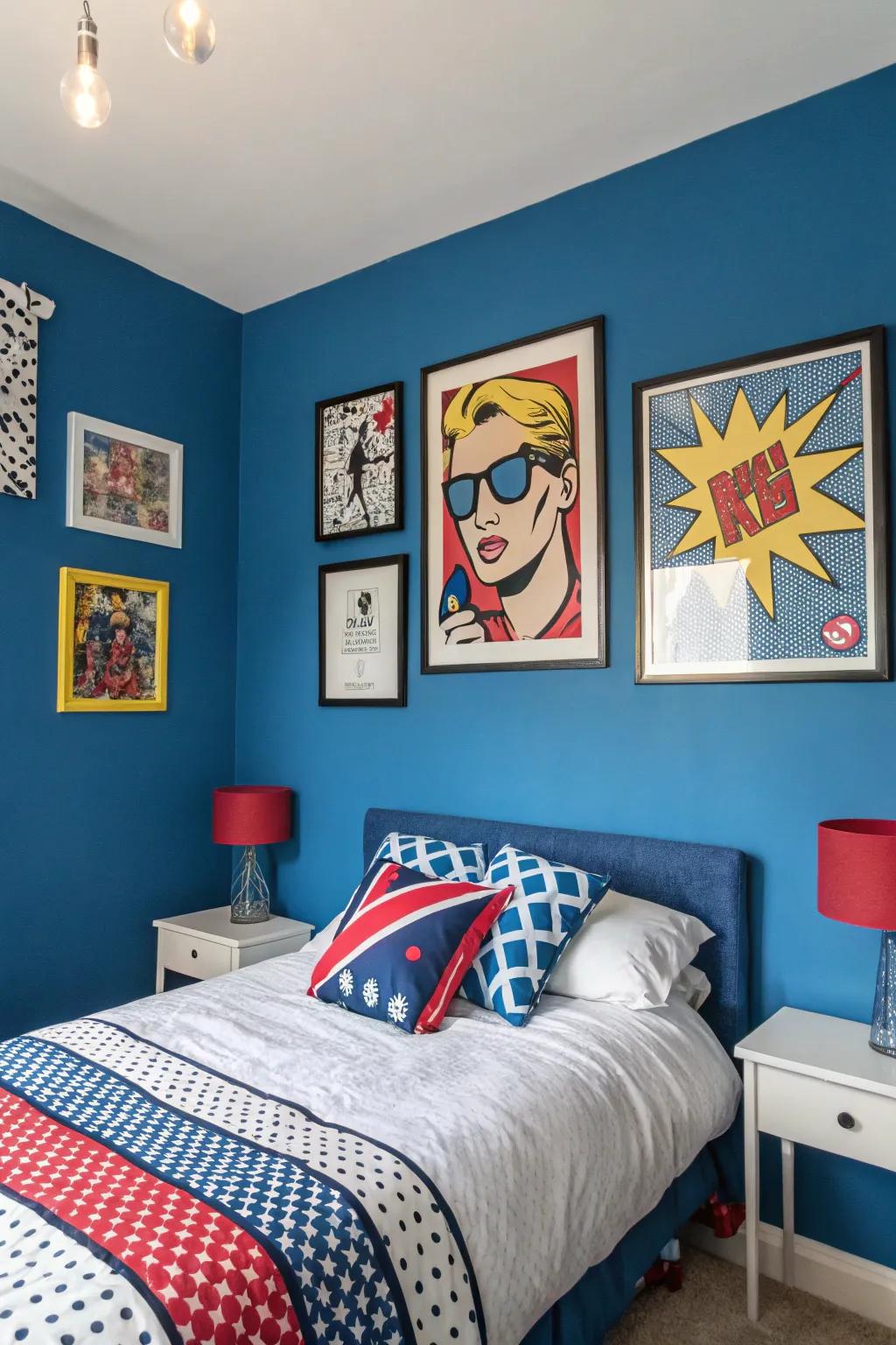 An adventurous color choice instantly establishes a pop art vibe.