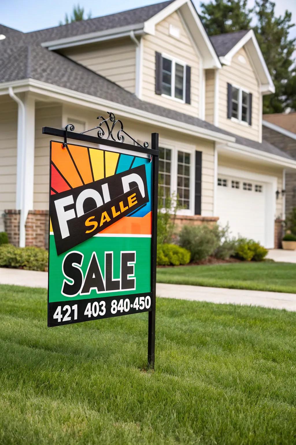 Bright and striking real estate sign that stands out in any neighborhood.