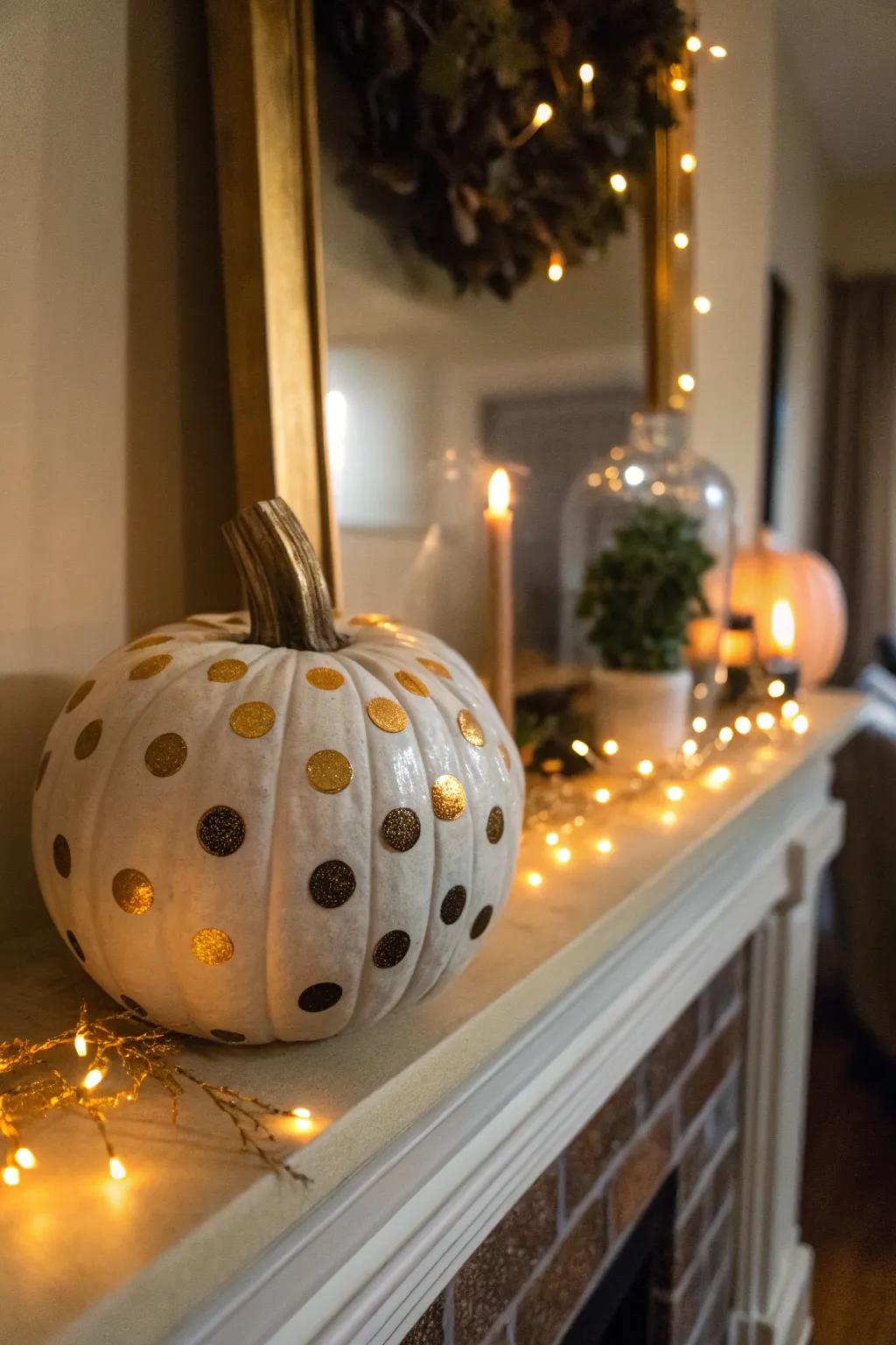 Shiny polka dots bring a dash of sophistication to your pumpkin decorations.
