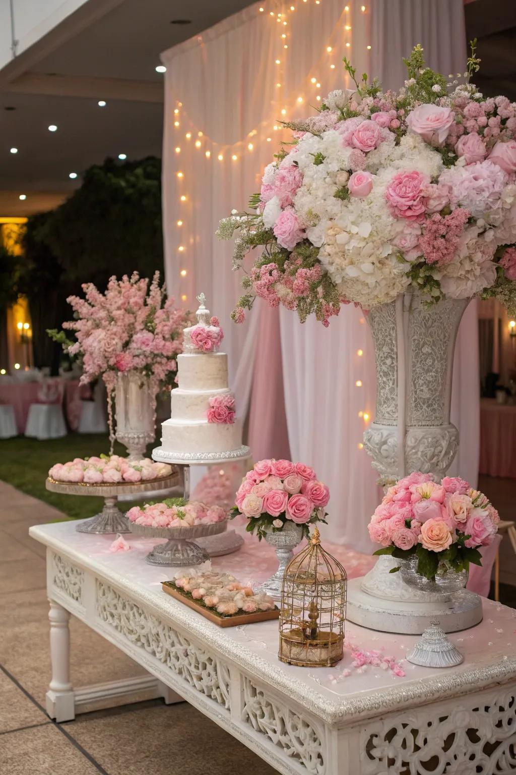 Stunning flower decorations prepare everyone for a captivating party.