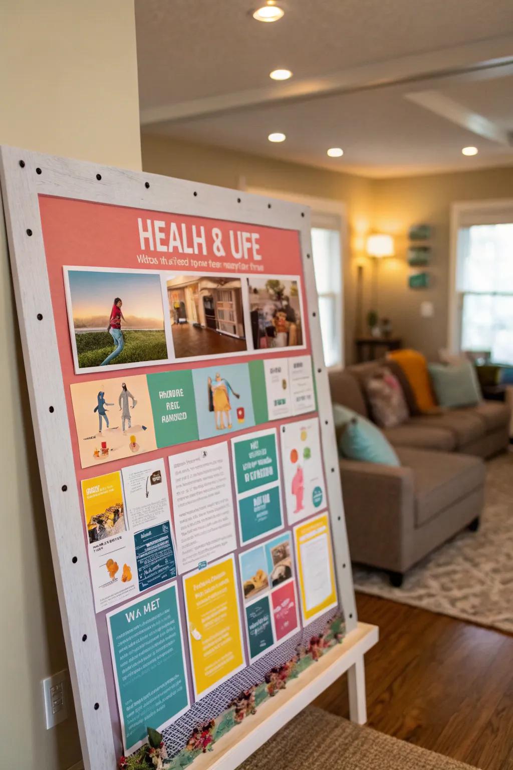 A display board showcasing wellness and vigor through lively visuals.