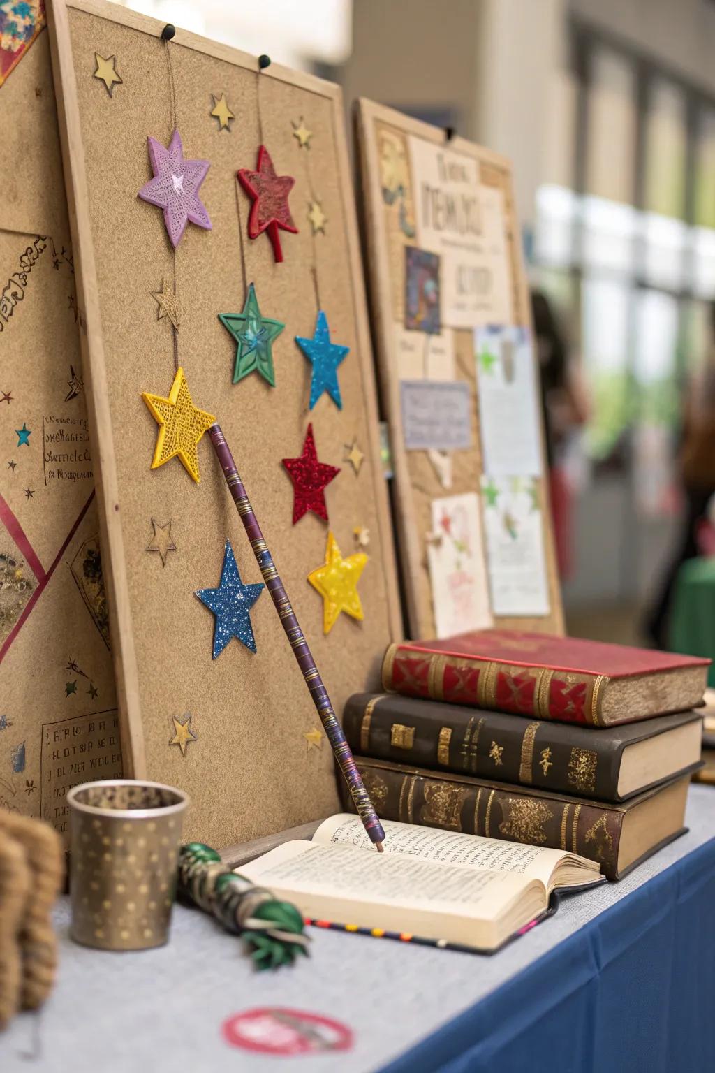 A magical display board that encourages youthful minds to explore the enchanted realms of stories.
