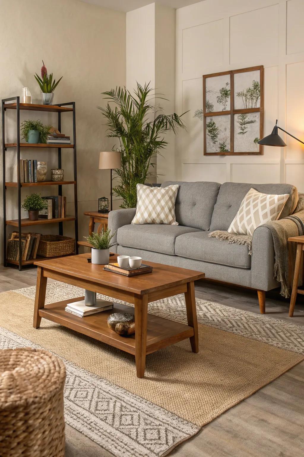 A peaceful living room showcasing a calming neutral palette.
