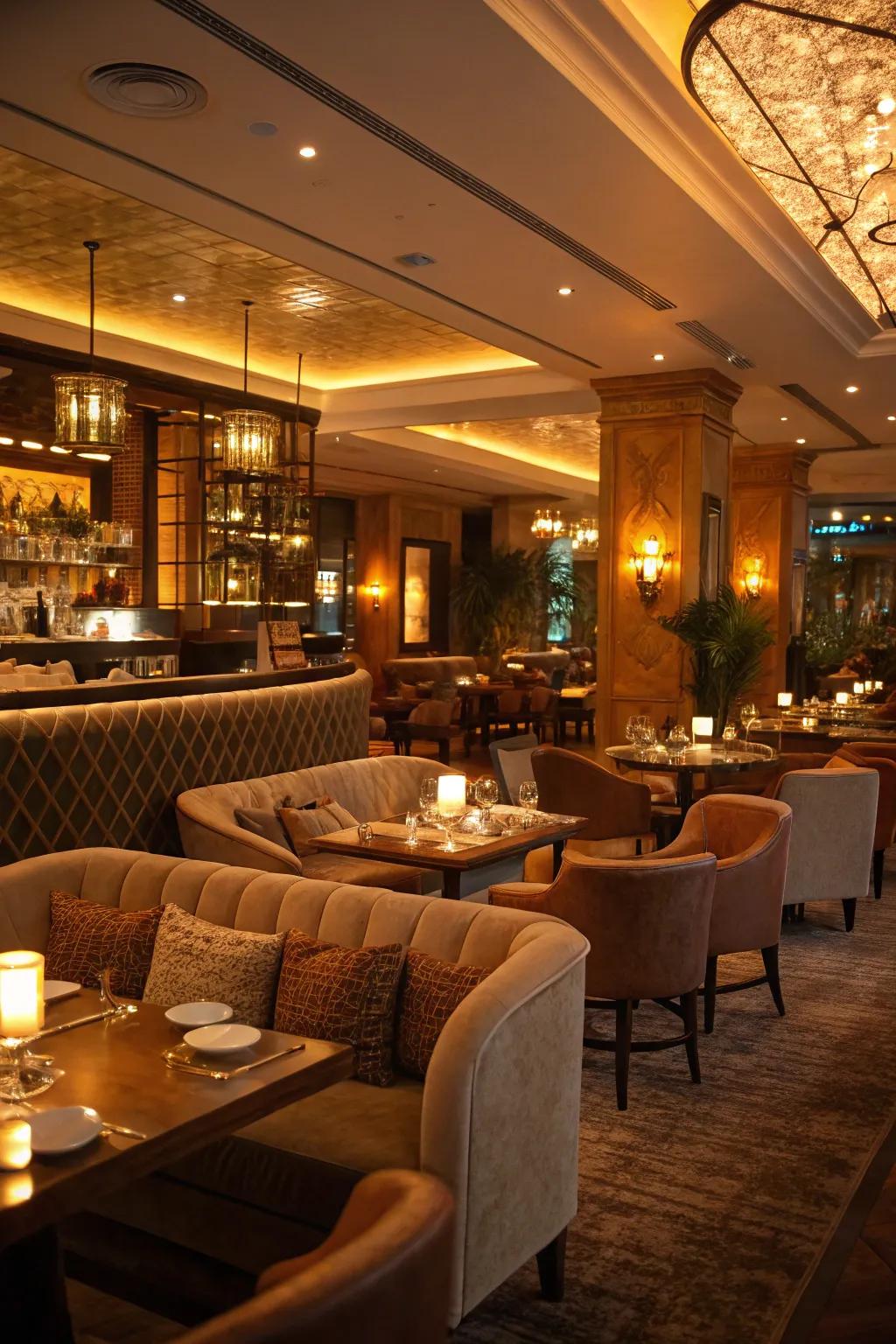 Gentle lighting and snug seating craft a welcoming ambiance.