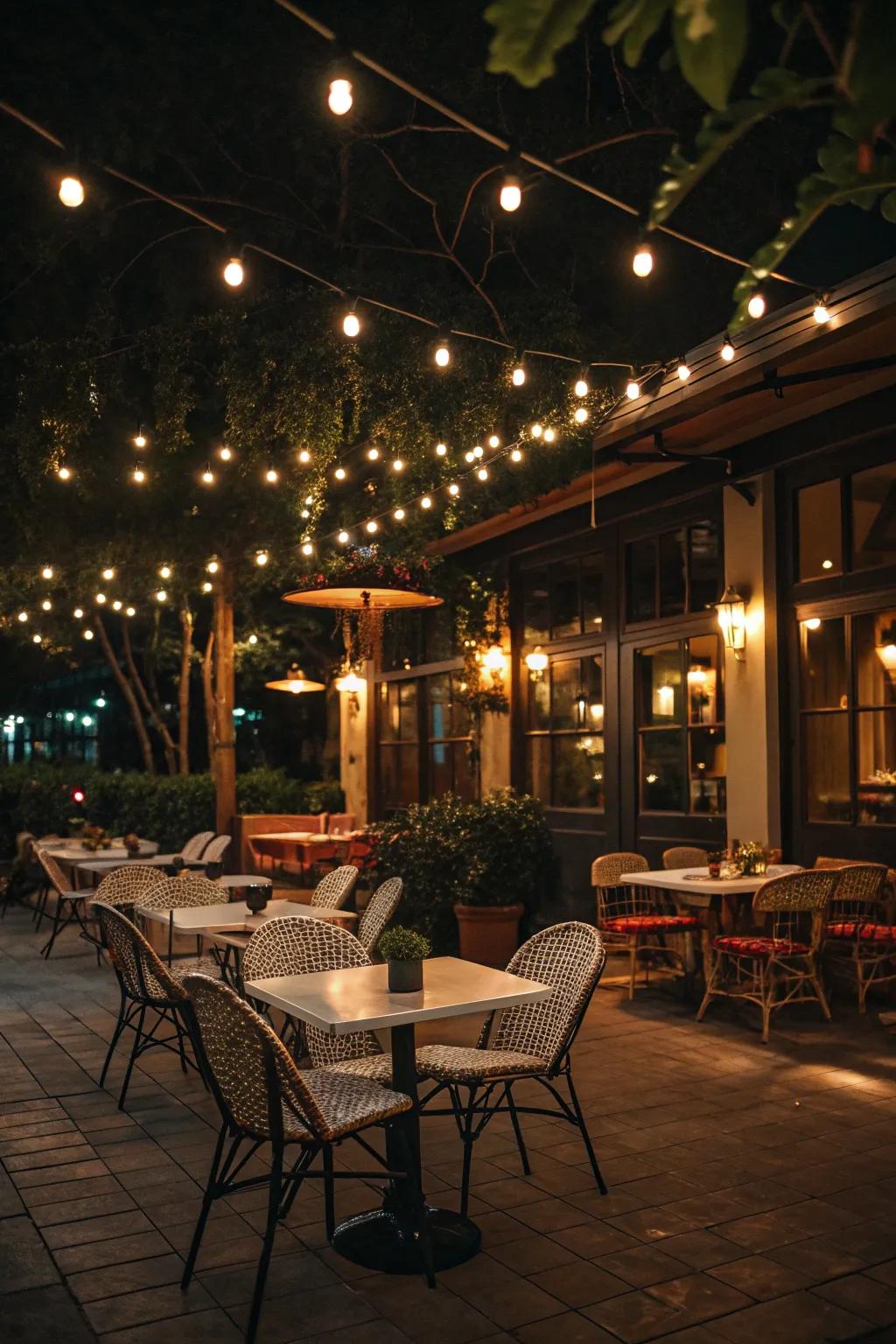 Twinkle garlands bestow a timeless allure upon any patio environment.
