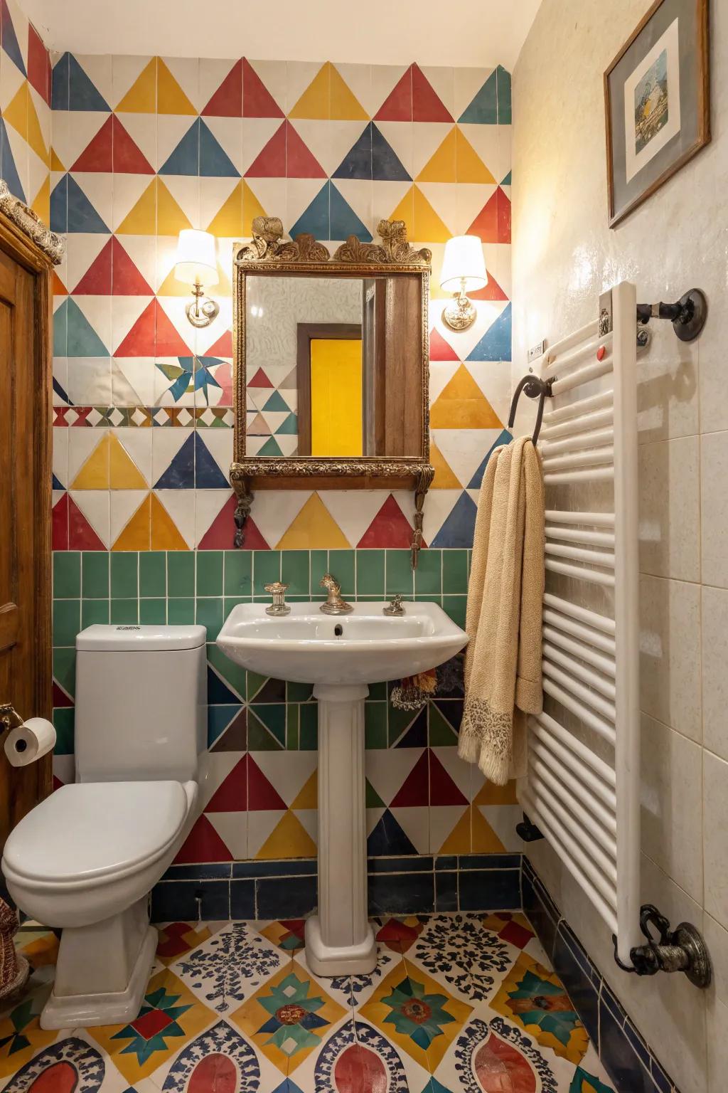 Eye-catching and dynamic, vibrant tiles breathe life into retro elegance.