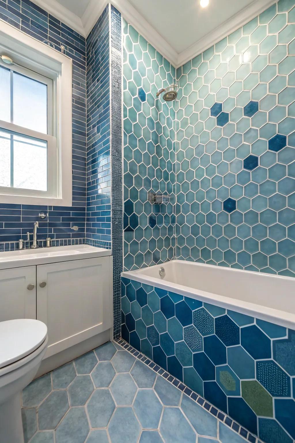 Timeless indigo paneling that composes a perpetual retro aesthetic.