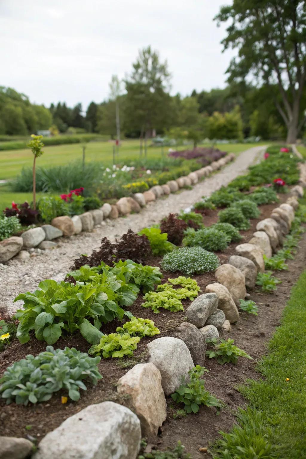 Employ stones to delineate garden spaces with eye-catching borders.