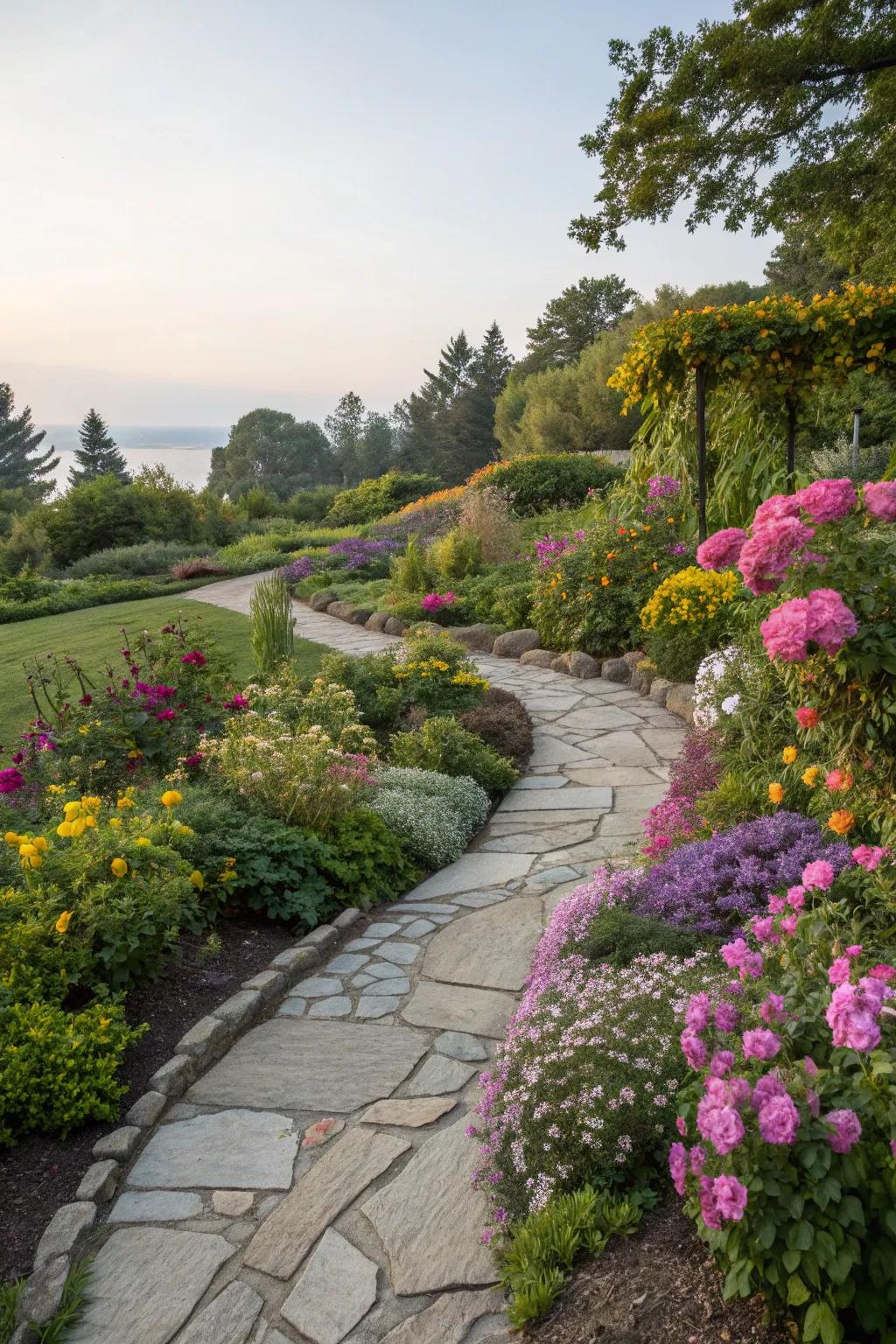 Gentle bends invite exploration through a botanical paradise.