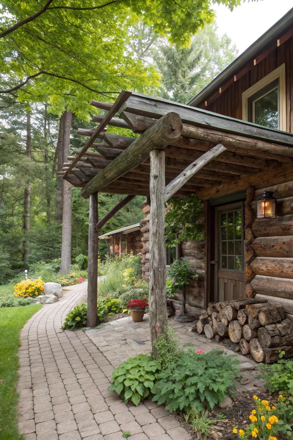 A timeworn plank covering radiates coziness and countryside charm.