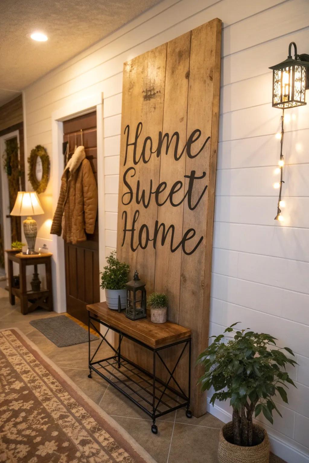 A friendly greeting with a classic 'Home Sweet Home' marker.