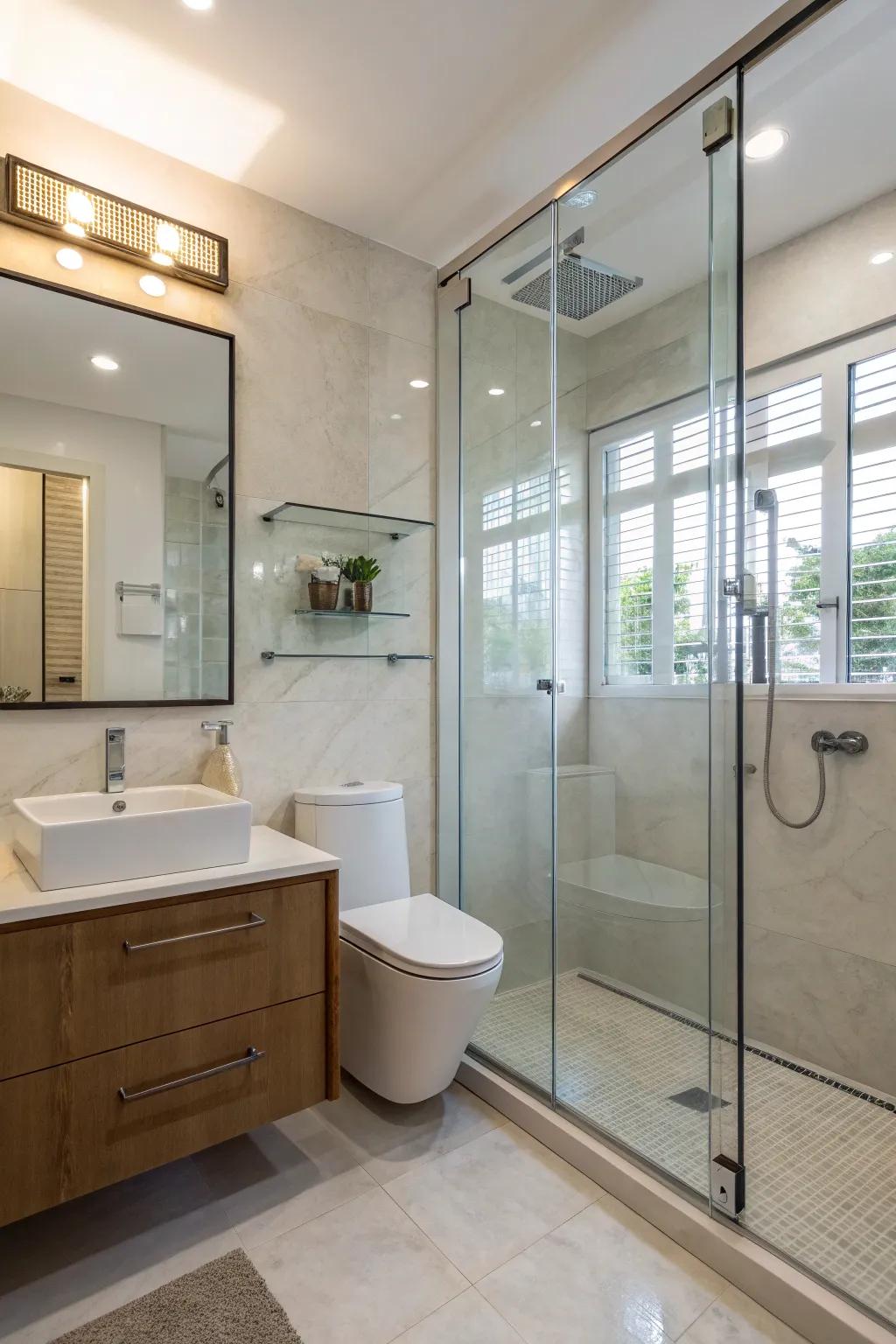 A crystal surround enhances space, adding charm and practicality.