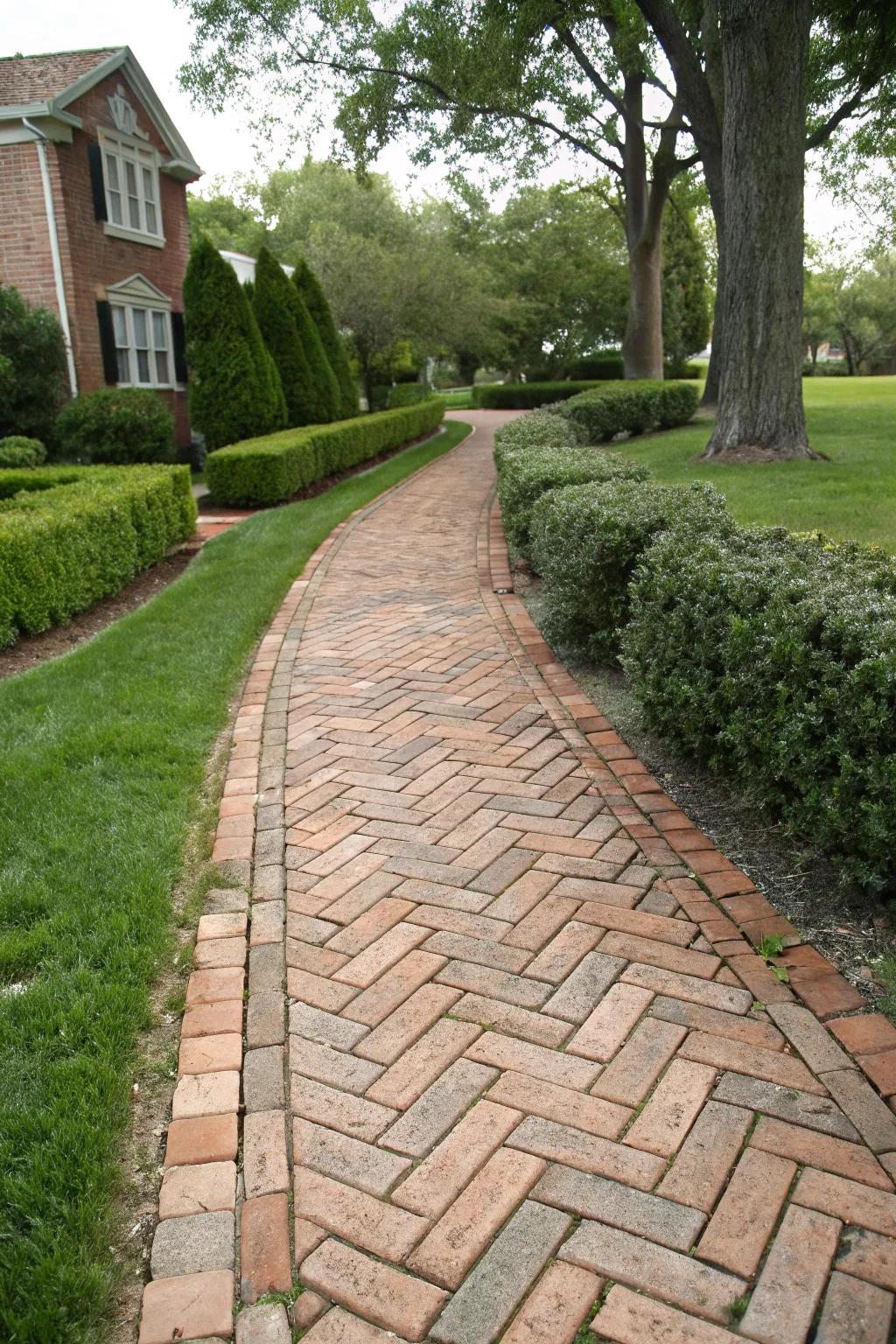 Classic allure with a herringbone brick design.