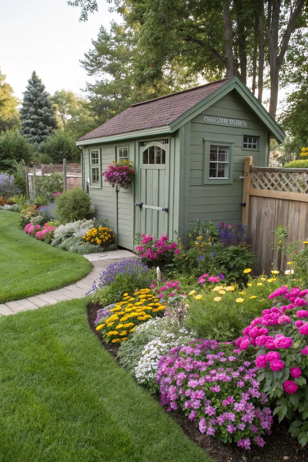 A vibrant flower bed has the power to immediately enhance the appearance of your shed.