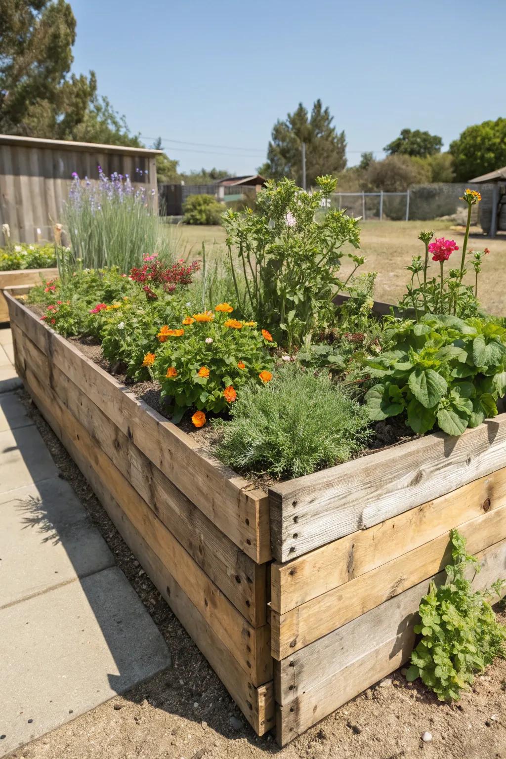 Folksy elevated beds bring both design and practicality to small spaces.