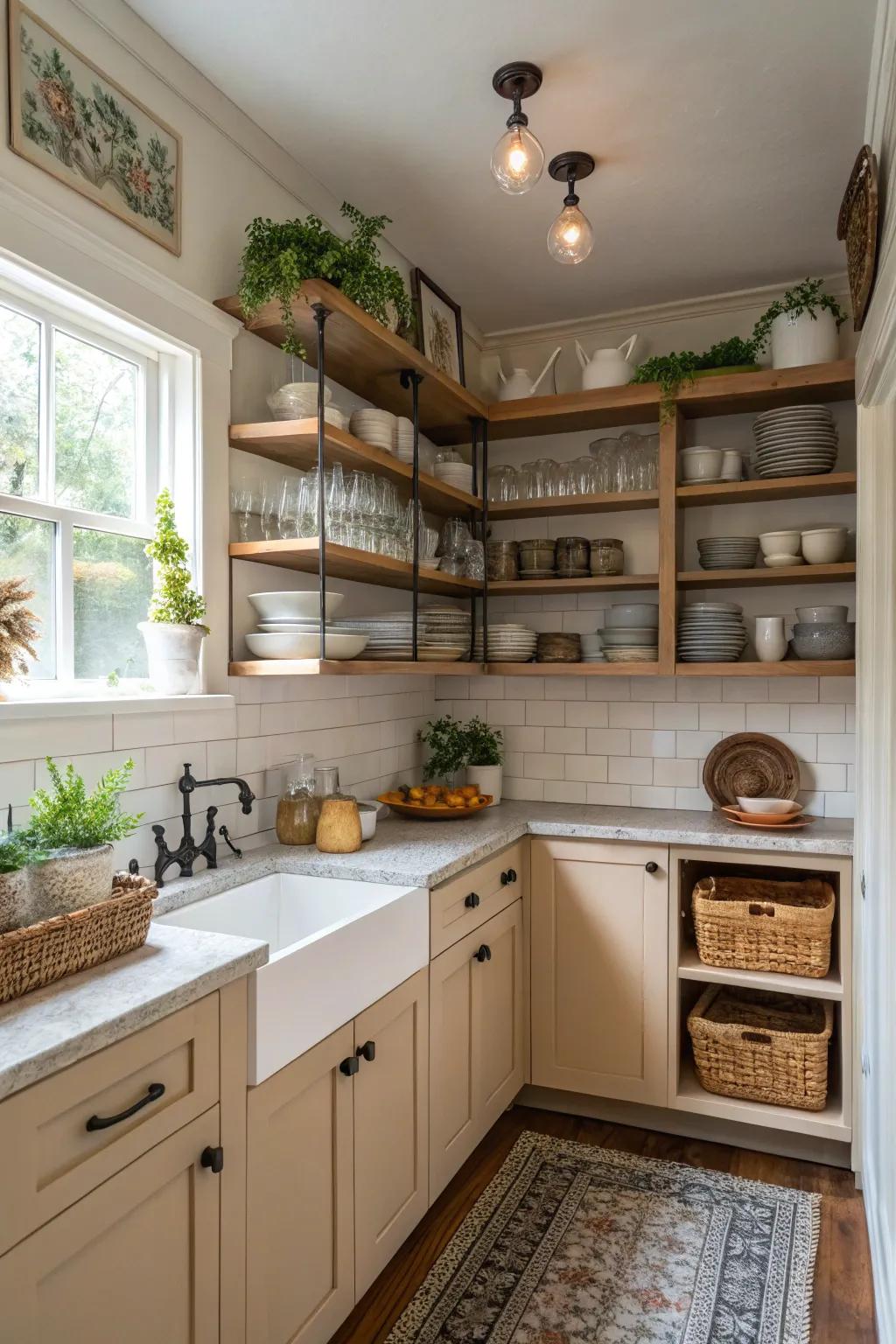 Optimize storage by exploiting the kitchen's vertical space.