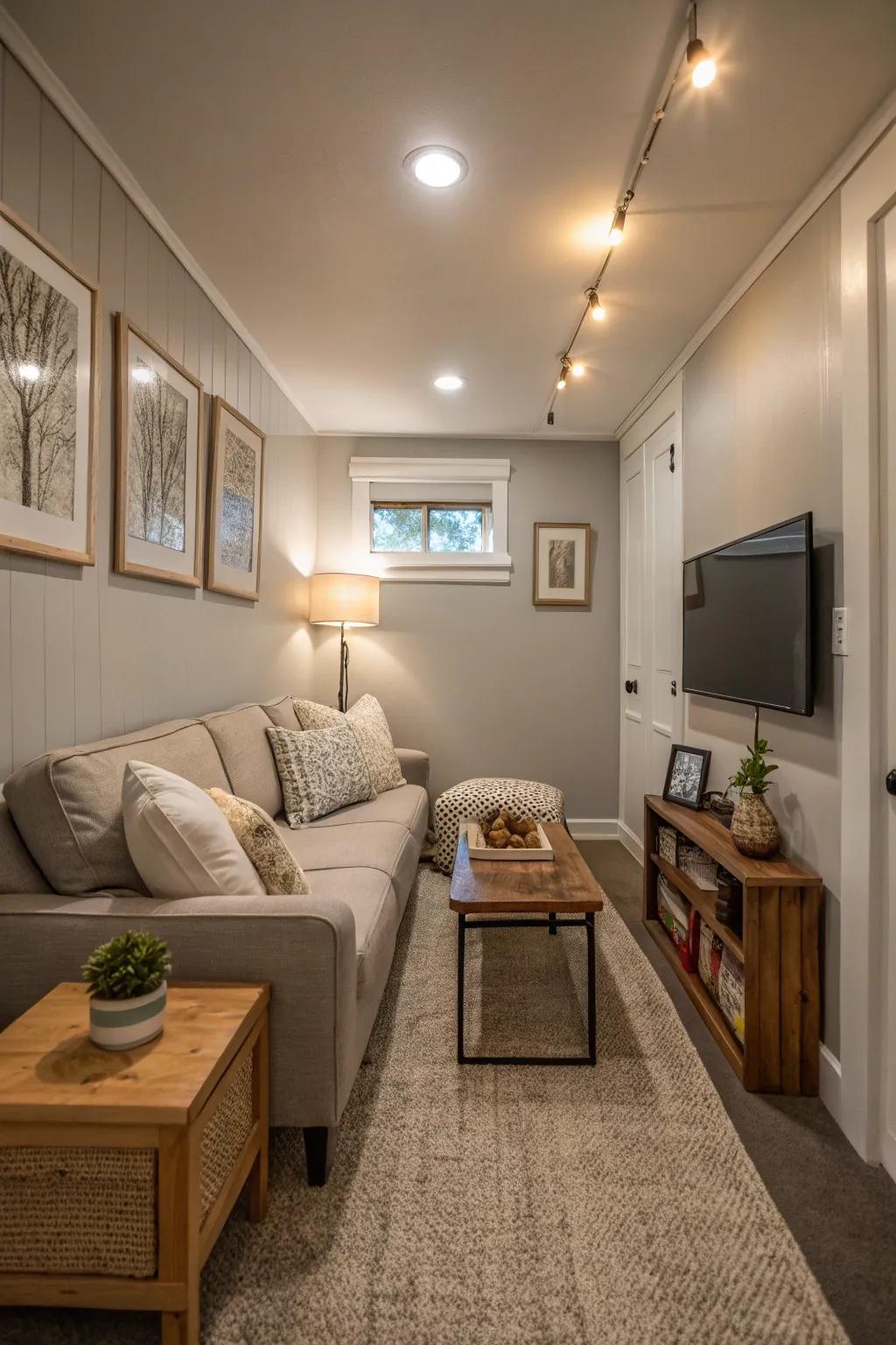 Light and airy colors enhance the sense of space.