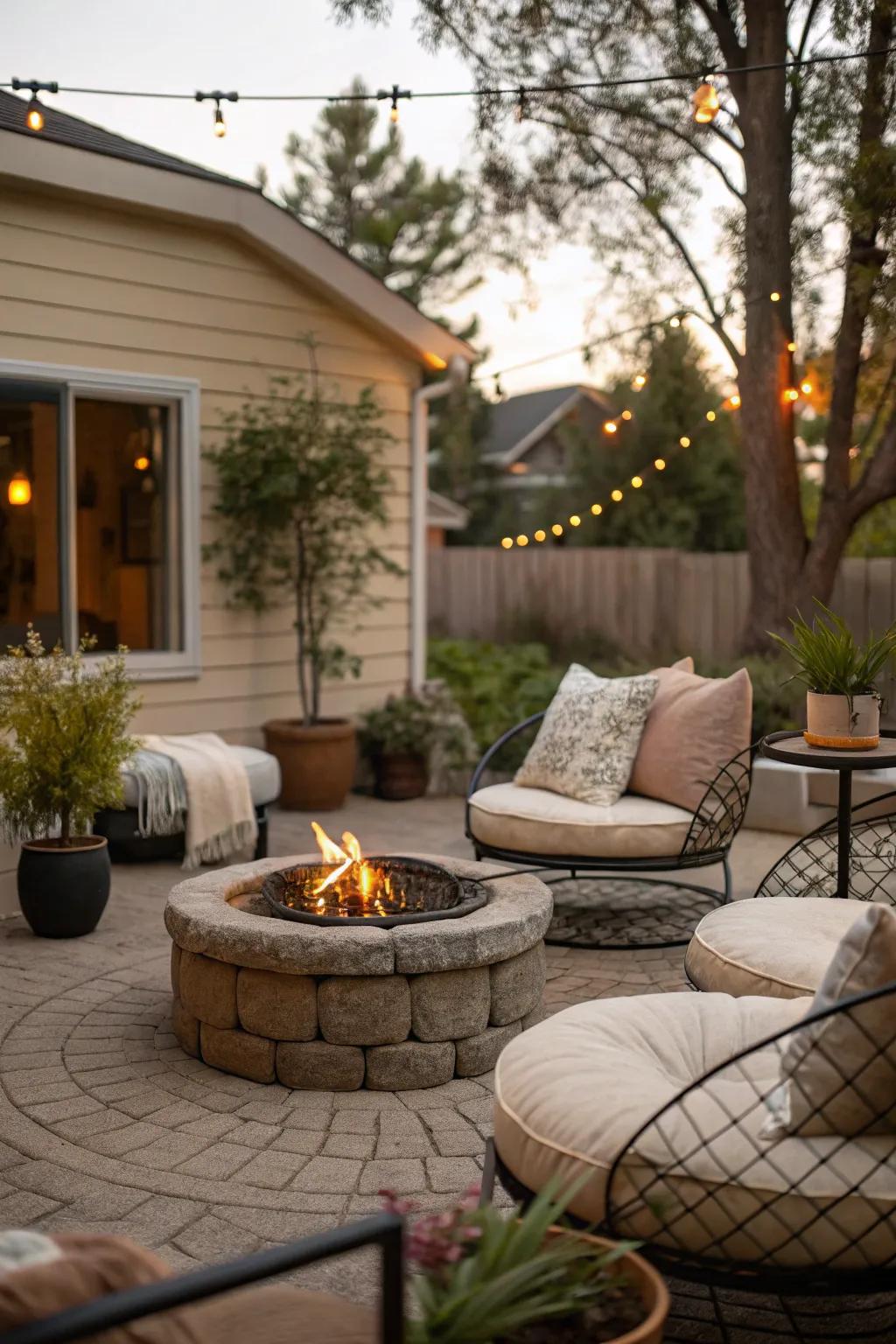 A circular seating arrangement invites conversation and connection.