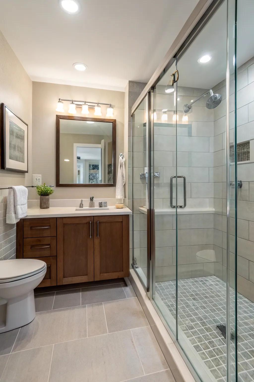 Embrace minimalism with frameless glass doors.