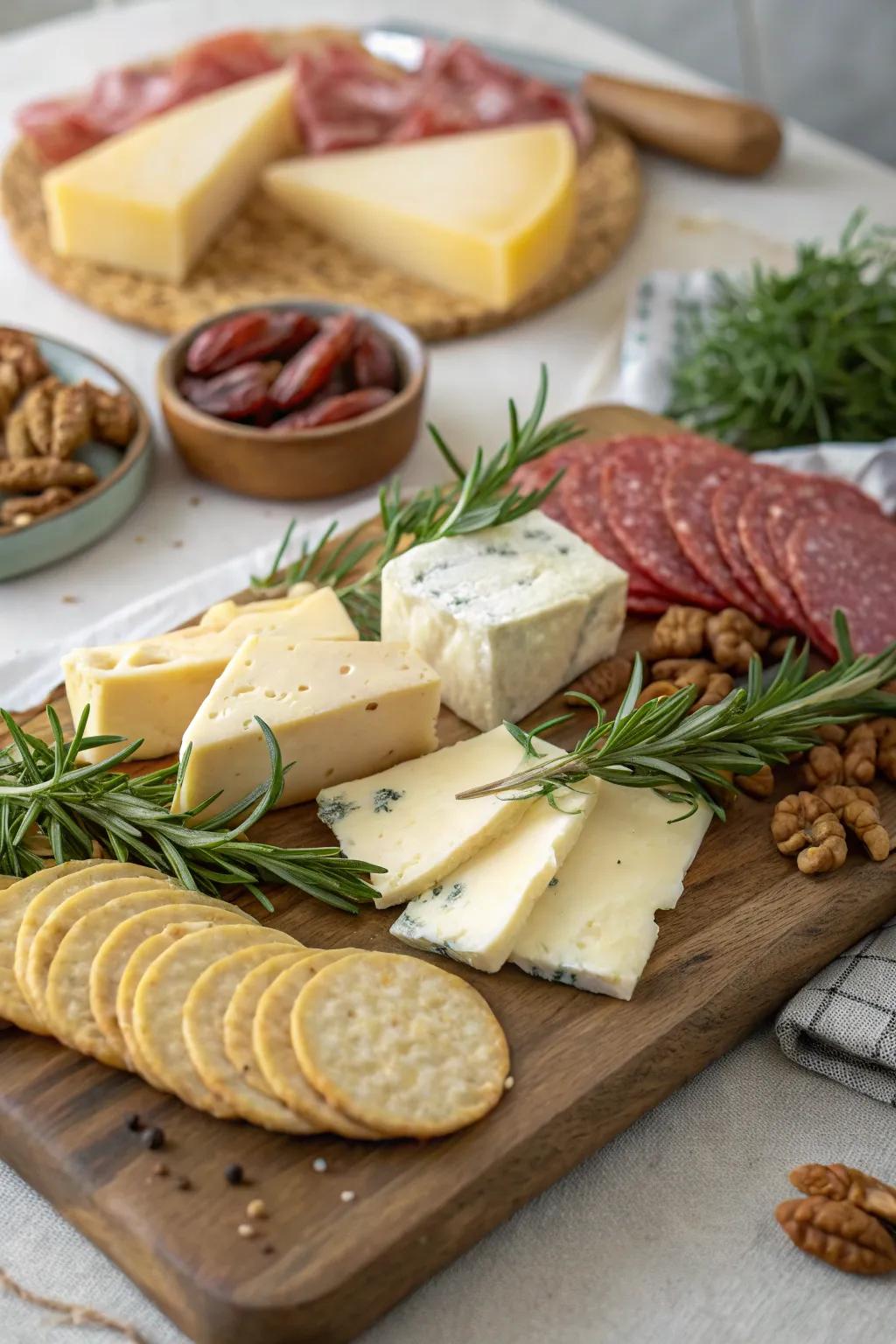 A timeless cheese and charcuterie tray, perfect for sharing.