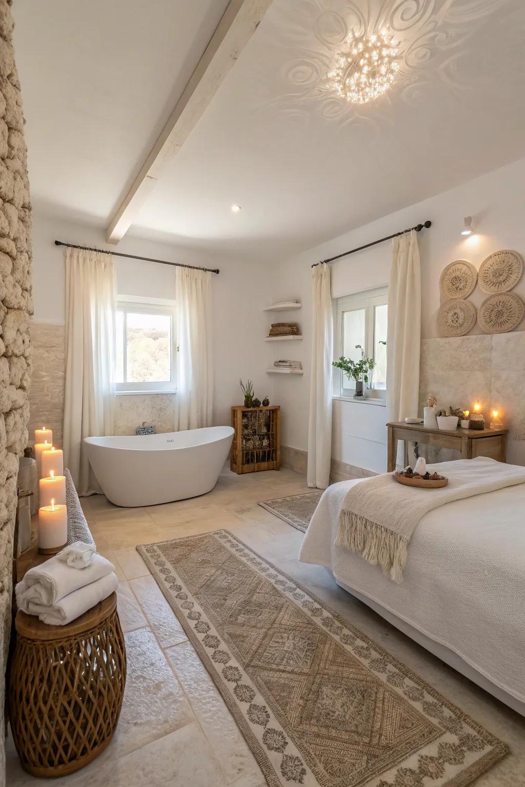 Subdued colors cultivate a calm and peaceful spa setting.