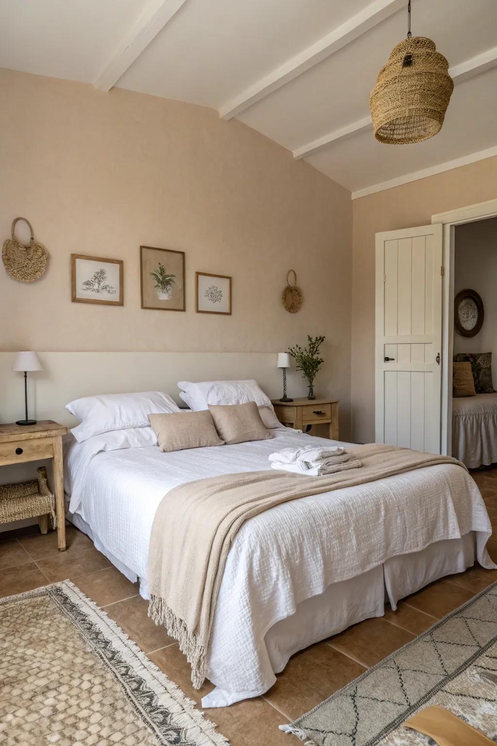 Neutral shades establish a calming spa-like environment in your bedroom.