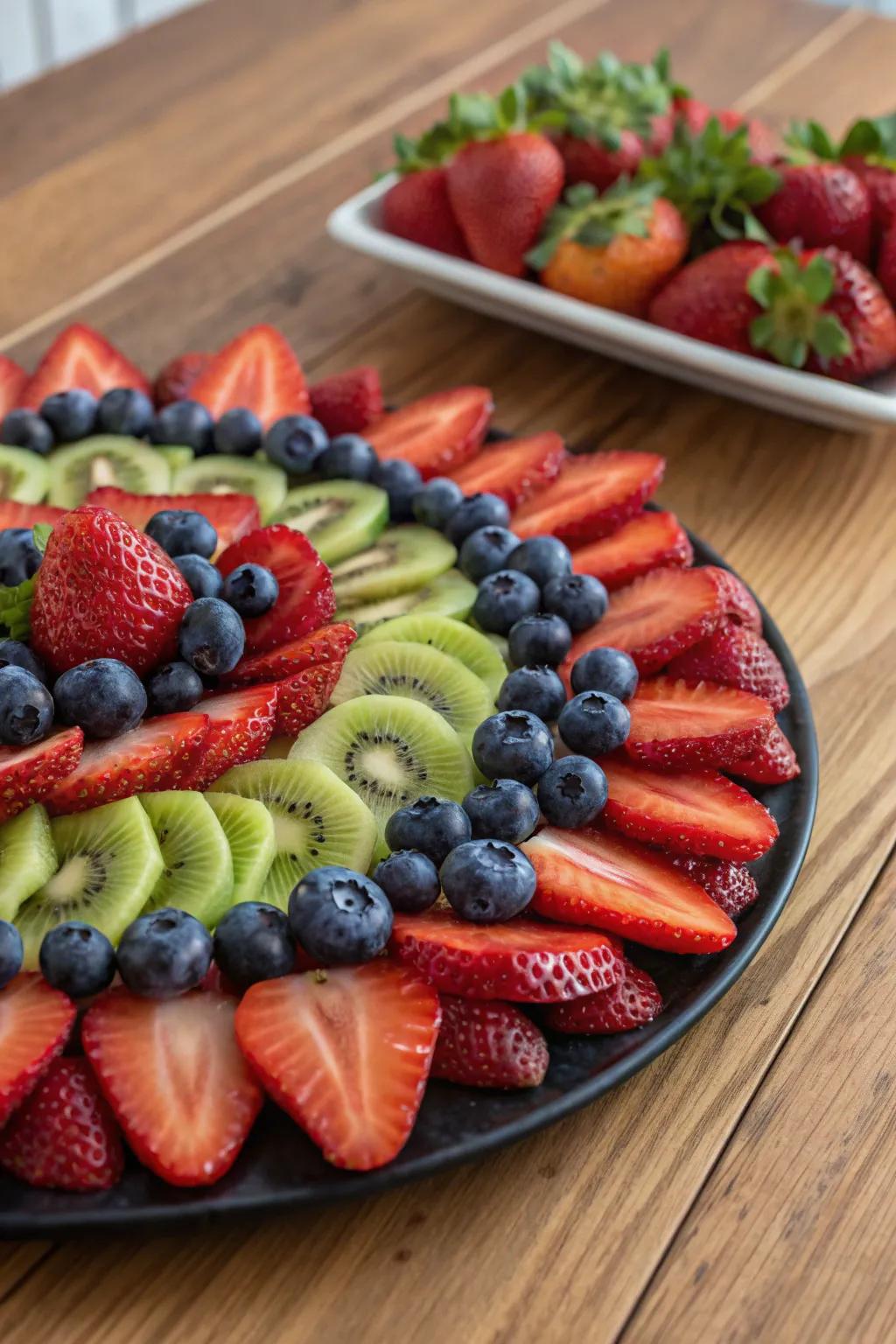 An attention-grabbing presentation of fruits with strawberries taking center stage.