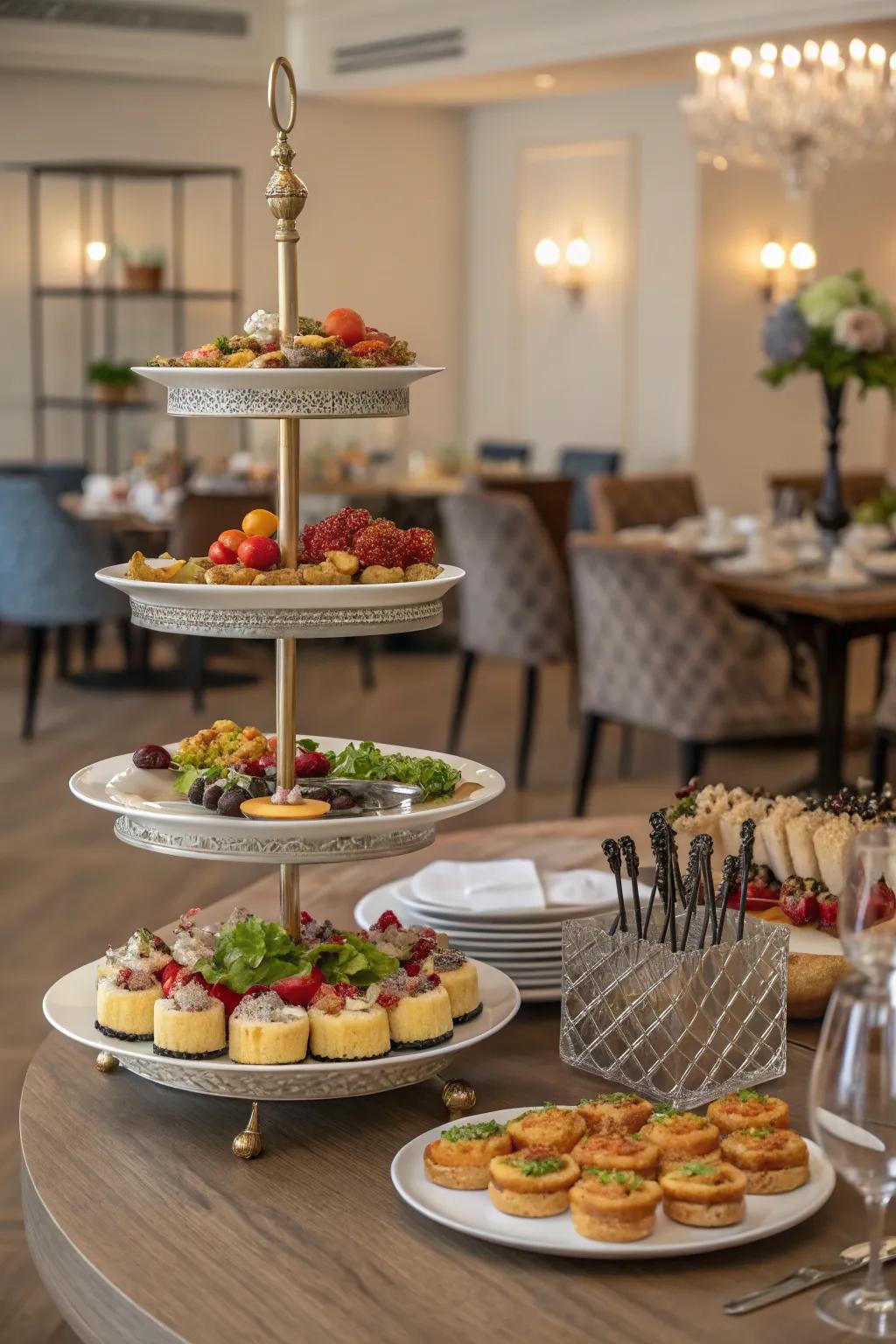 Multi-level displays bring a touch of elegance and enhance usability to your buffet.