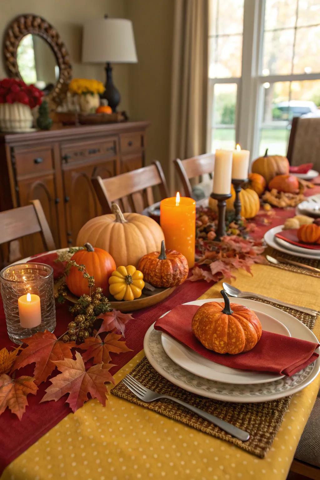 To create a festive autumn atmosphere, use inviting colors to transform your table.