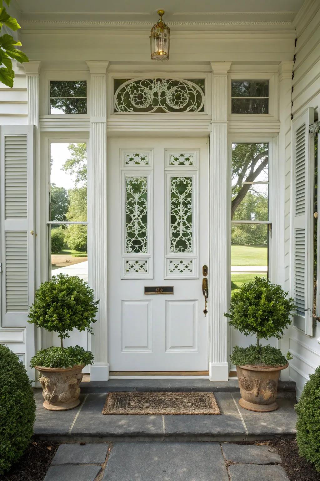 Perfect symmetry: A beautifully balanced traditional front door design.