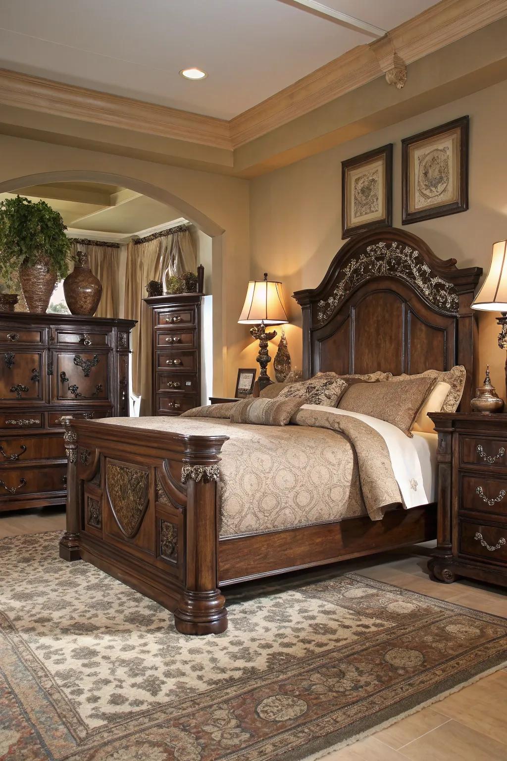 Elegant wood furnishings add comfort and refinement to your restful retreat.