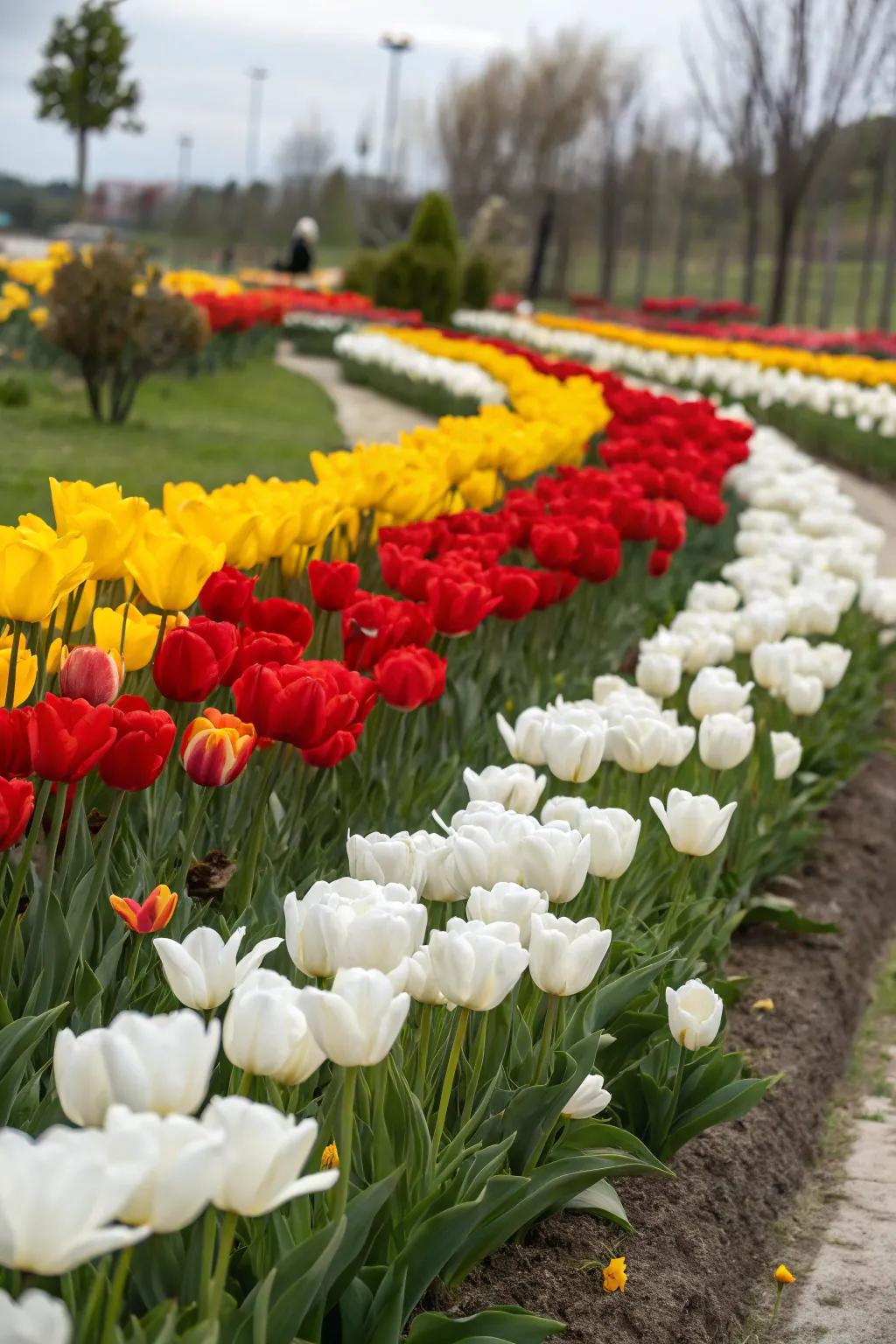 Radiant impact: Tulip garden with color blocking.