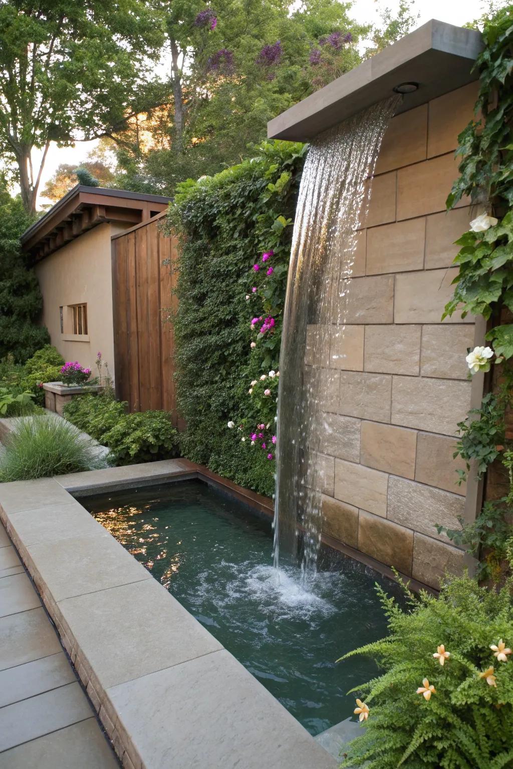 Upright water walls bring an element of sophistication and serenity.