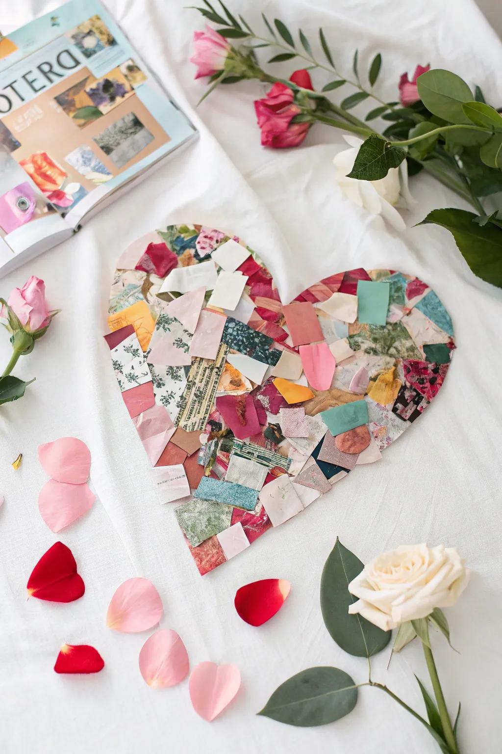 Crafting Fondness: A Scandinavian-Inspired Heart-Shaped Collage