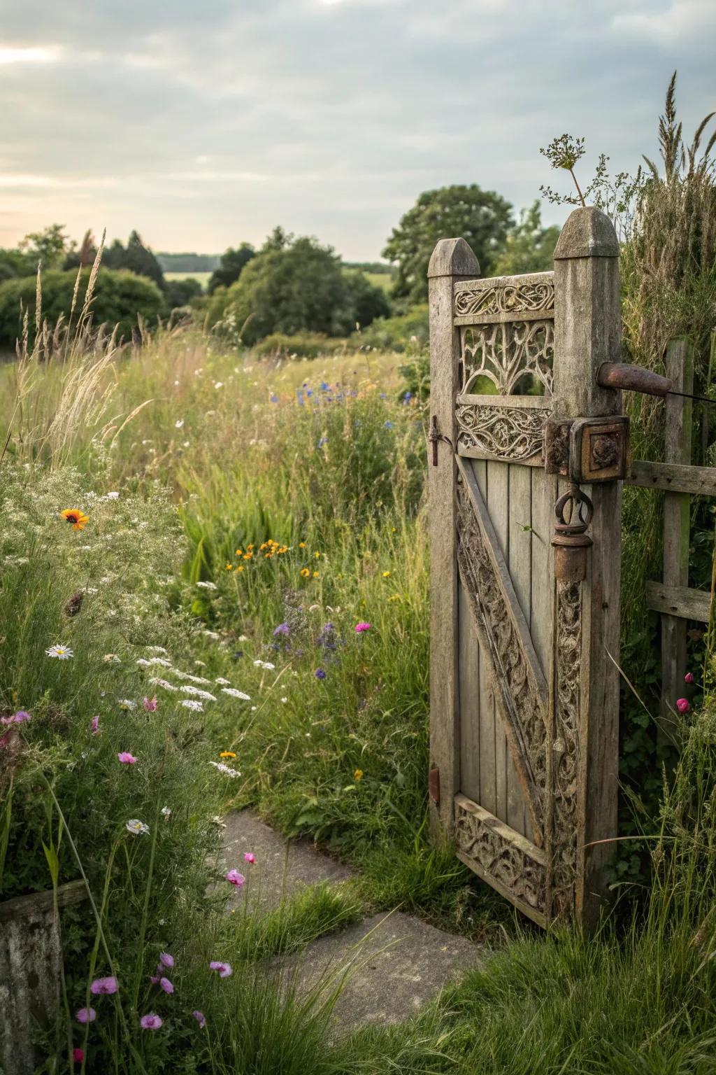 A timbered entrance that exudes countryside charm and timeless appeal to any garden setting.