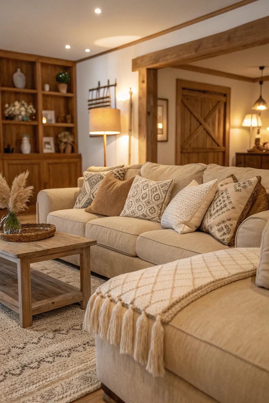 Creamy hues create an outstanding foundation for a snug and appealing living space.