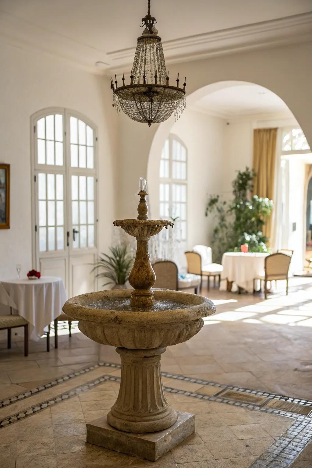 A tabletop water feature introduces a sense of serenity to your personal workspace.