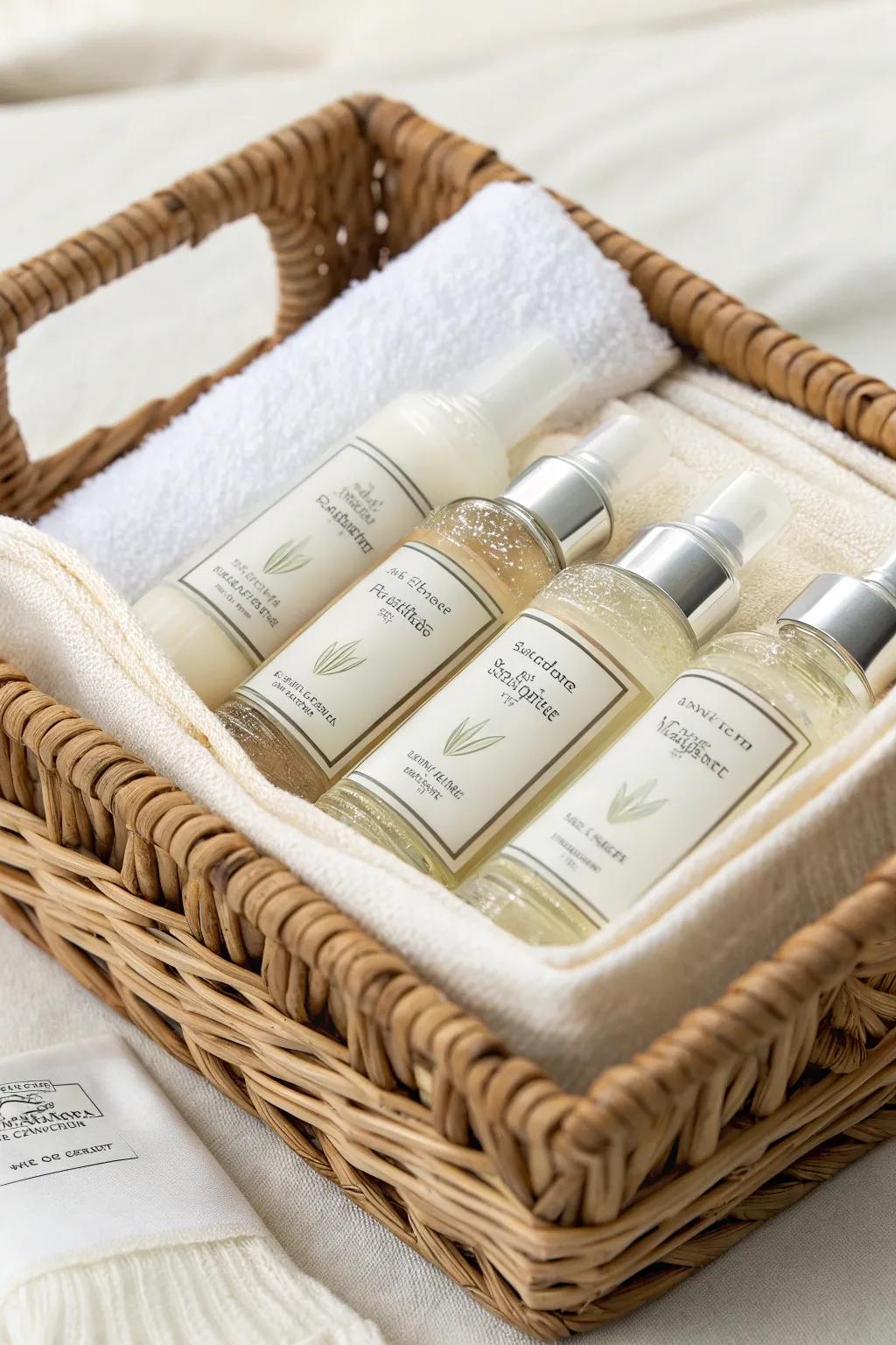 Basic cleansing items are essential in any wedding bathroom basket.