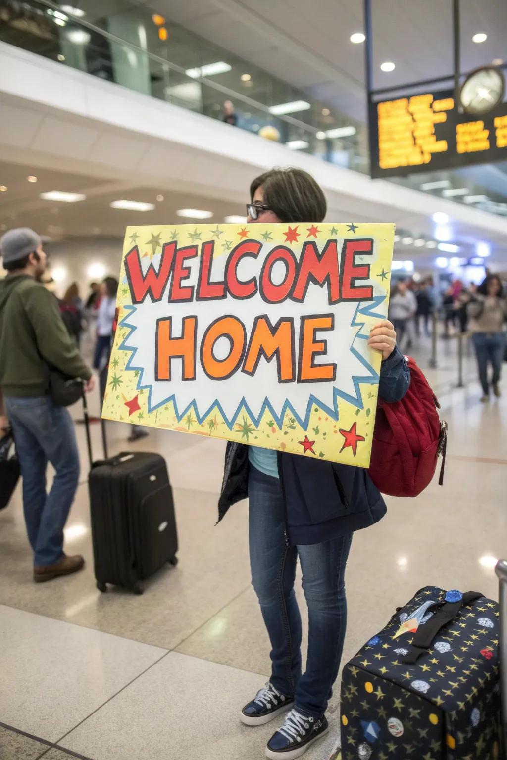 Evoke laughter with an amusing welcome sign.
