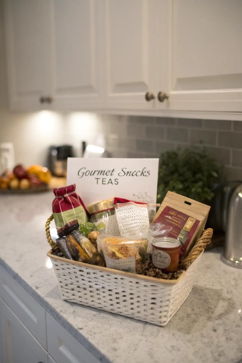 A personalized gift basket brimming with treats.