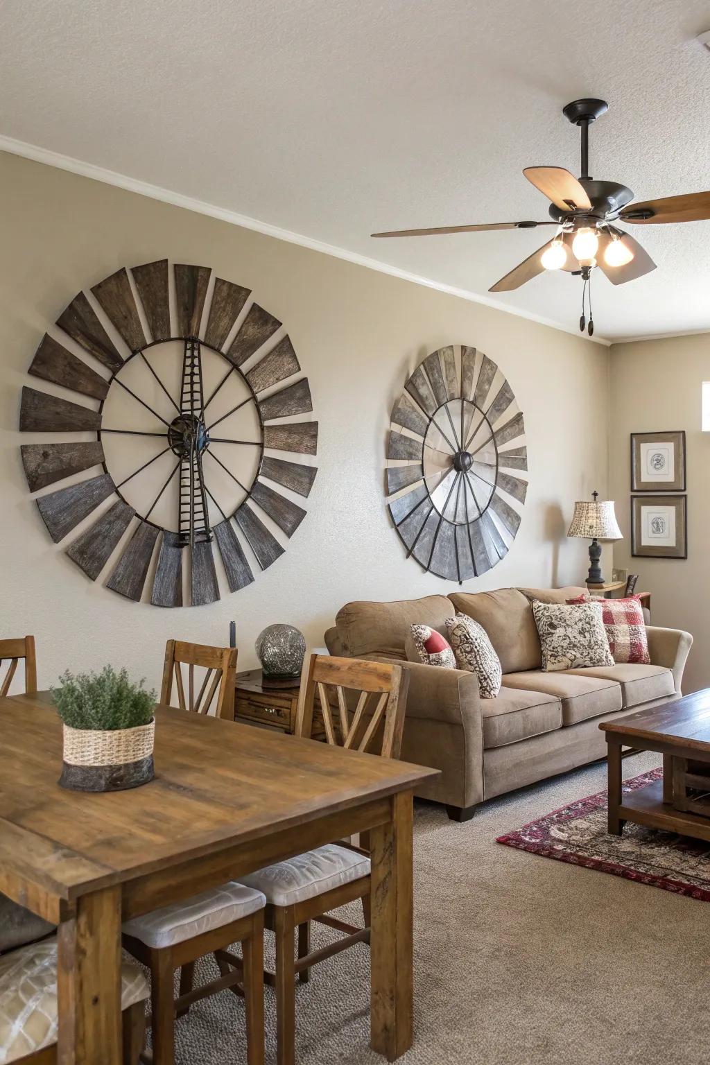 Vane blades make for a rustic, attention-grabbing feature on your walls.