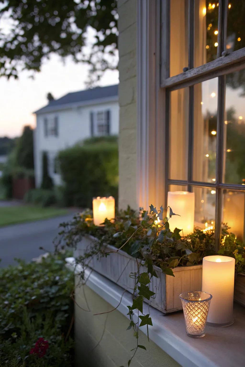 Craft a cozy atmosphere with LED candles nestled in your window box